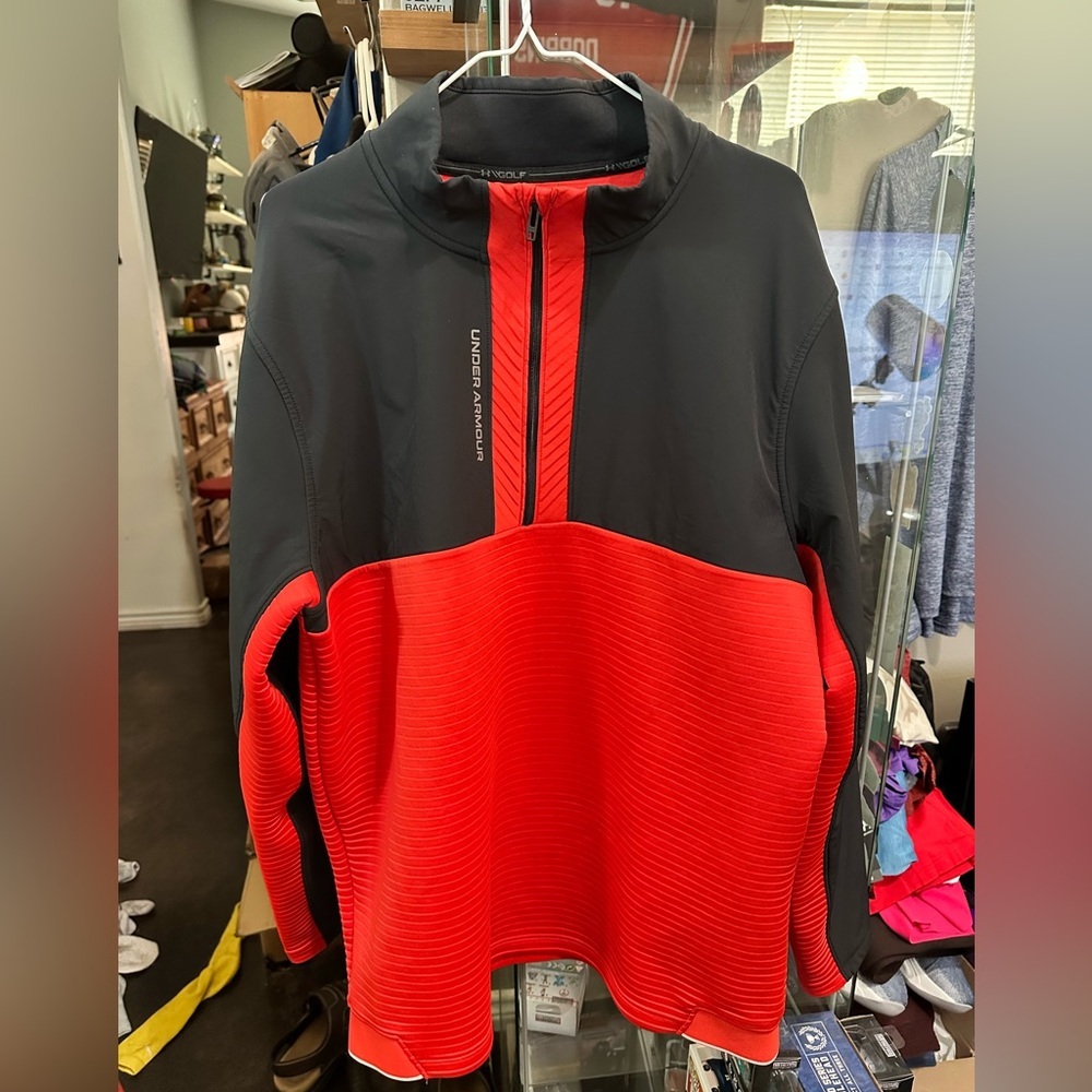 Under Armour Men's UA Storm Evolution Daytona 1/2 Zip Golf Pullover Red/Black